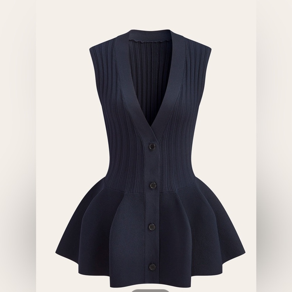 Commense Midnight Blue V-Neck Peplum Blouse